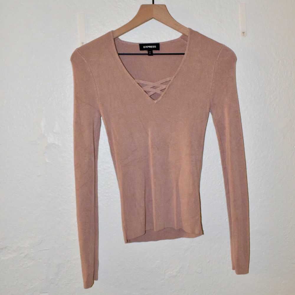 Express | pink v-neck sweater